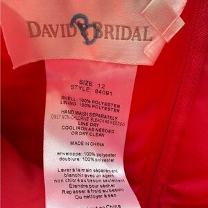 David's Bridal Vibrant Red Gown